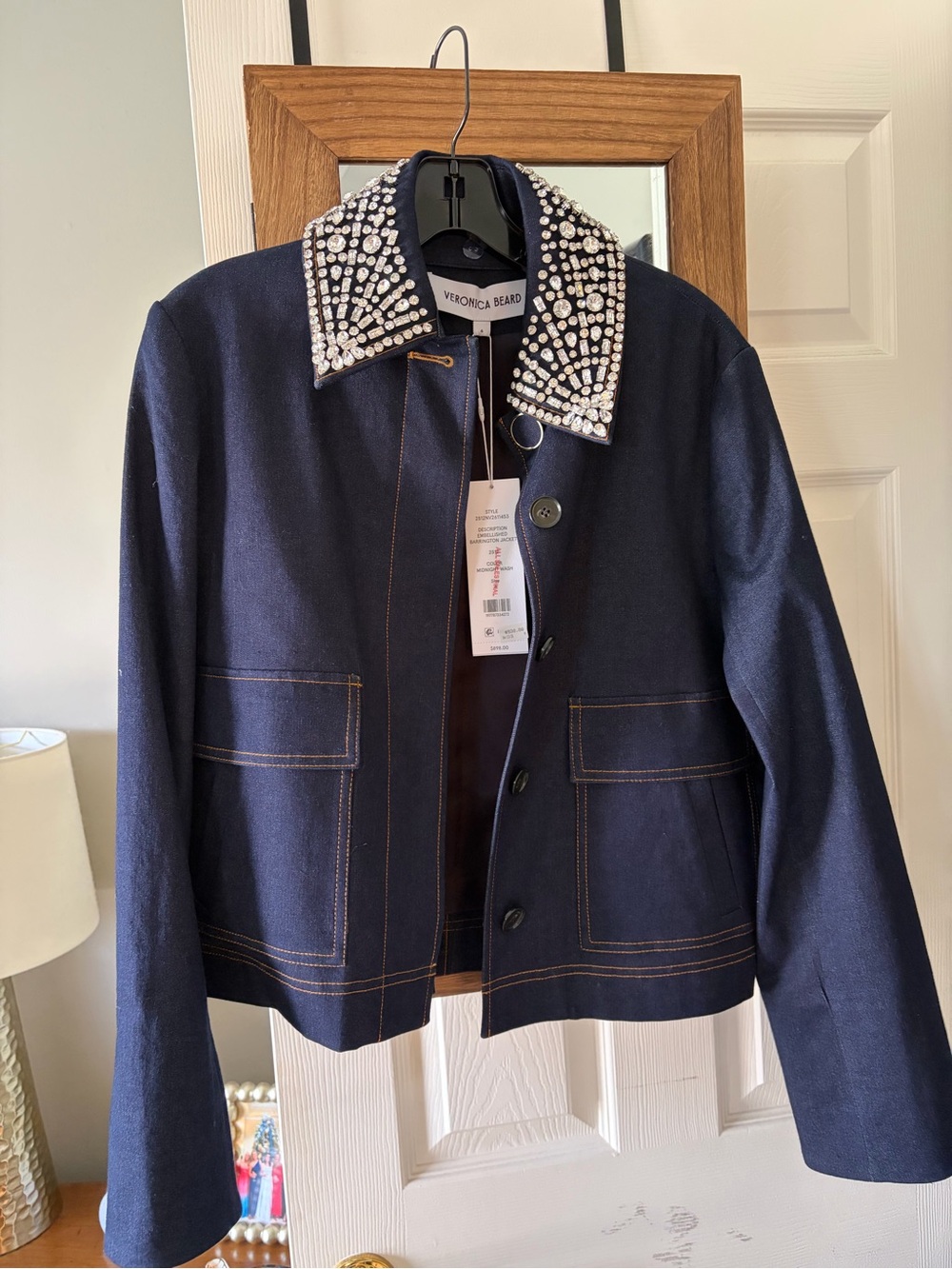 NWT Veronica Beard Barrington Embellished-Collar Jacket